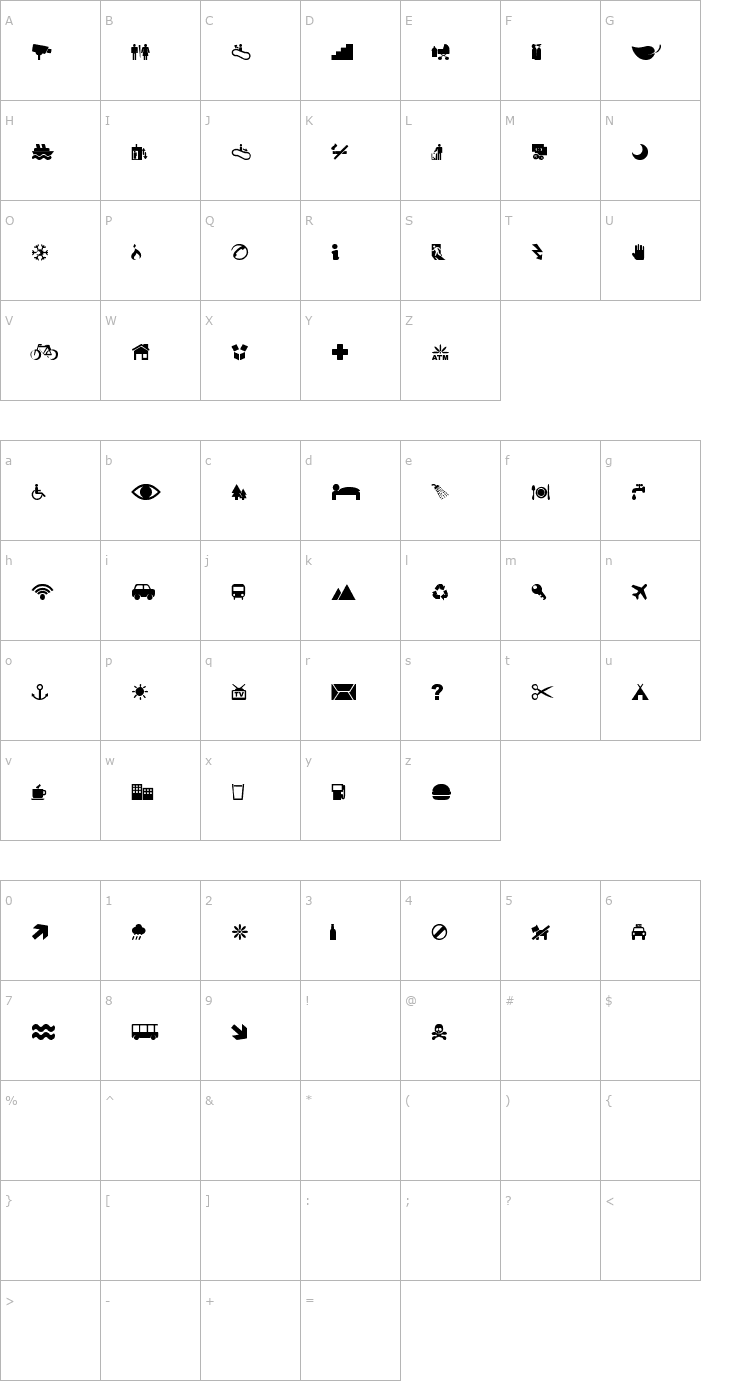 Character Map Pictogramz Font