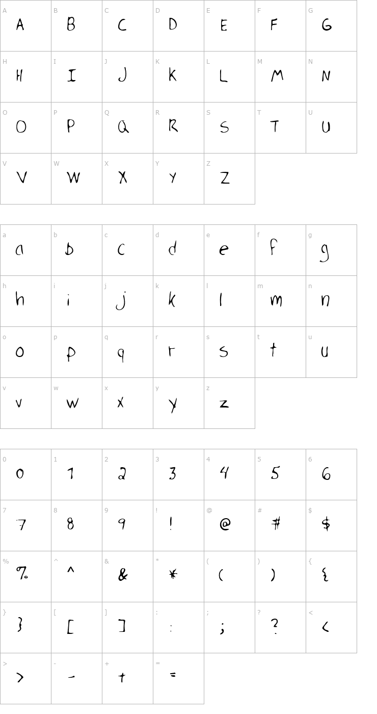 Character Map Pierre Regular Font