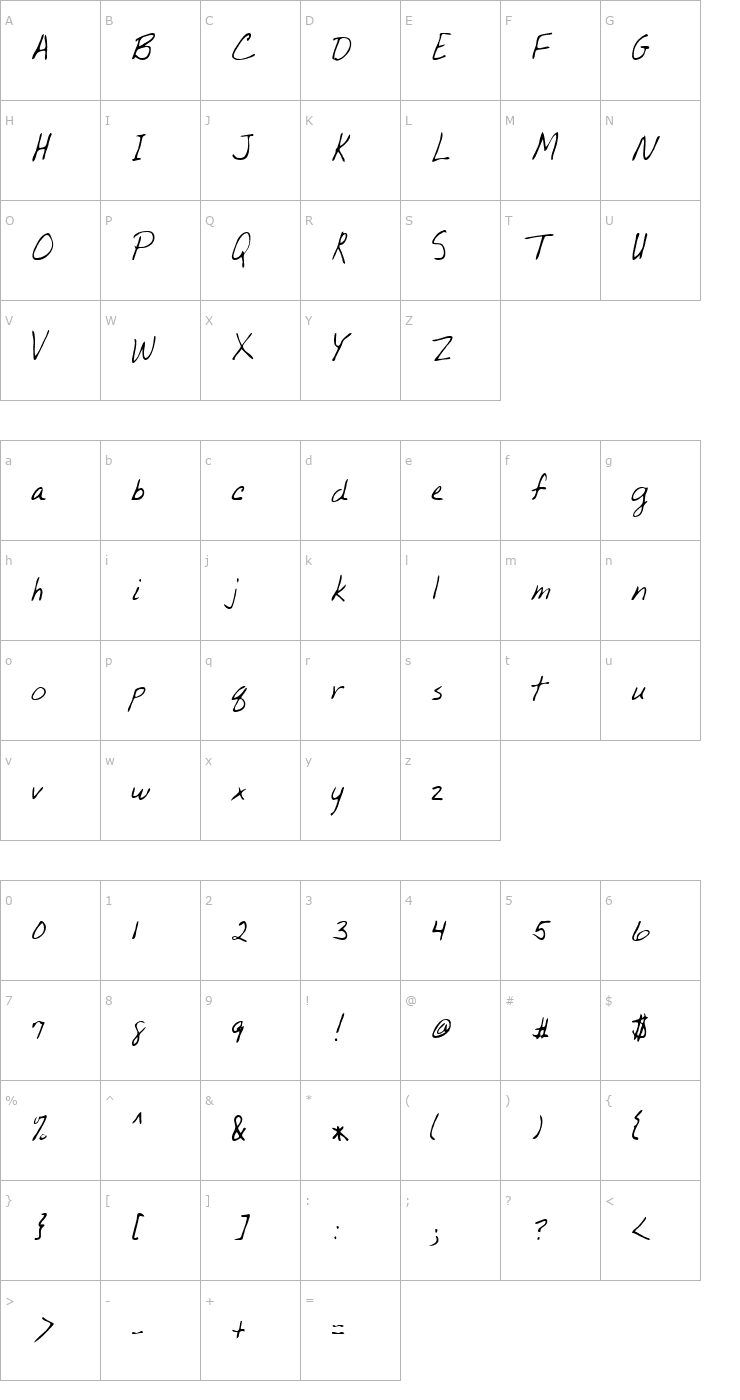 Character Map Piikoi Regular Font