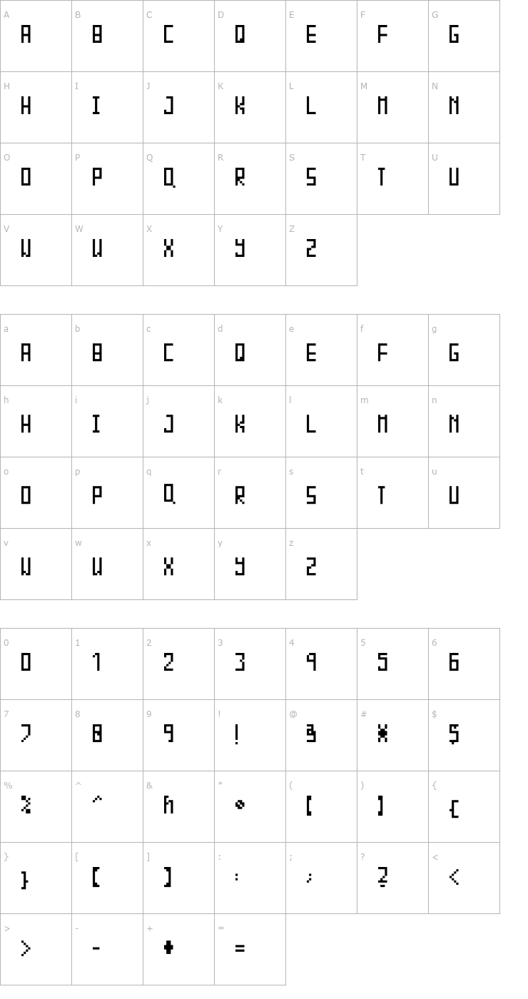 Character Map Piksalet Font