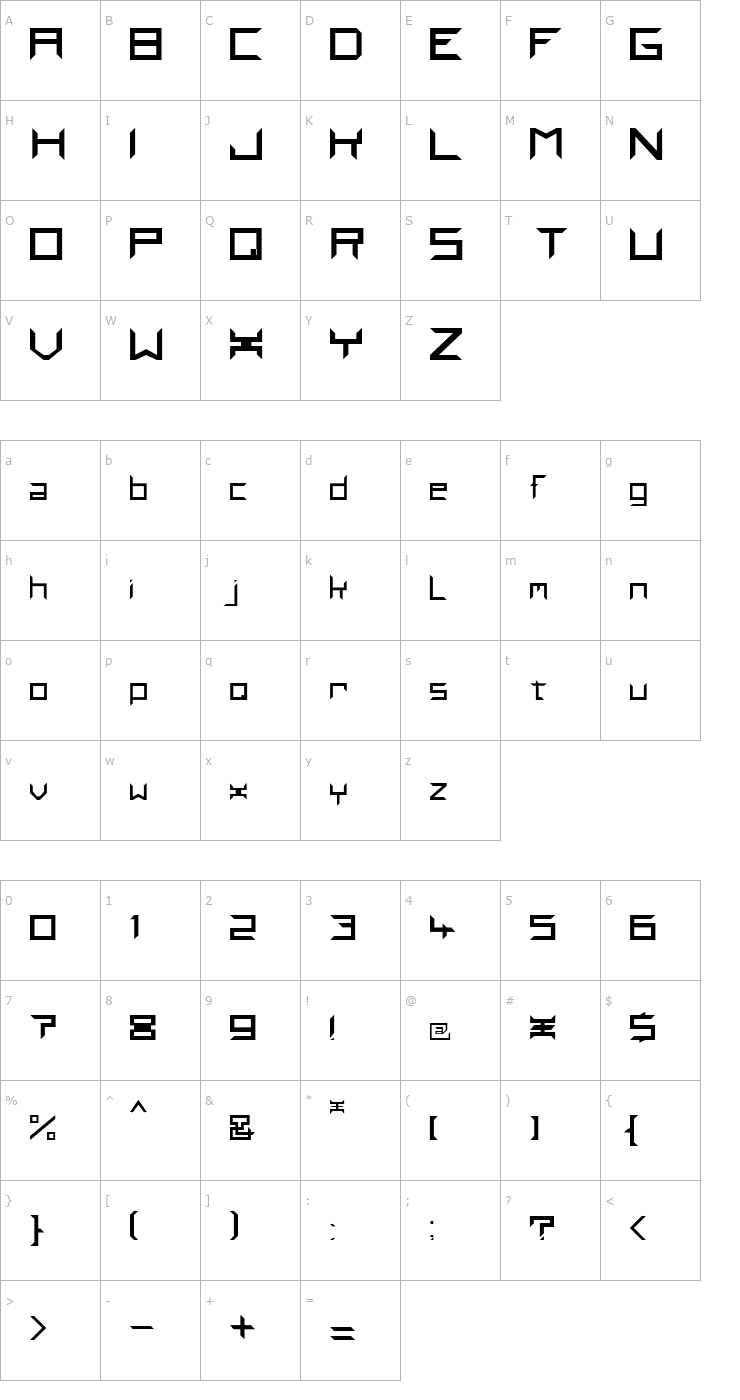 Character Map PindownA Font