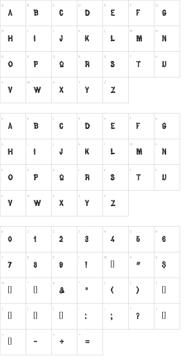 Character Map Pinewood Font