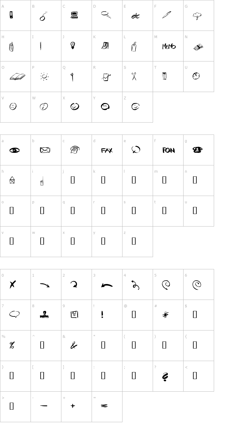 Character Map PinxitOfficeLL Font