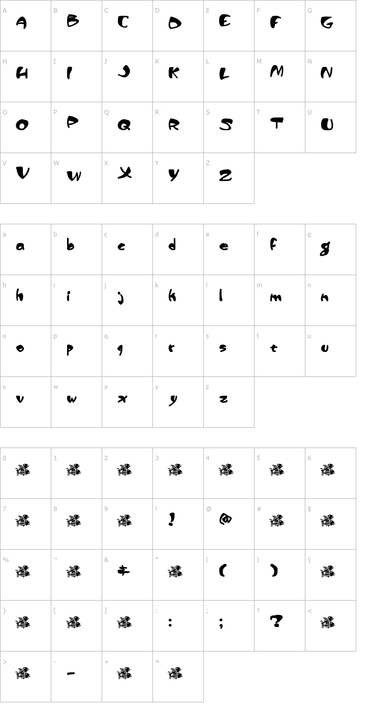 Character Map PiranhaSexual Font