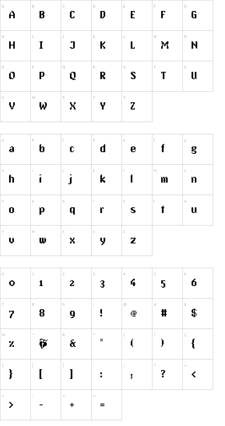 Character Map PixAntiqua Font