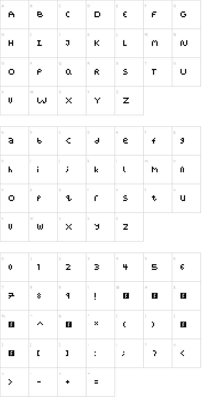 Character Map Pixel Block BB Font