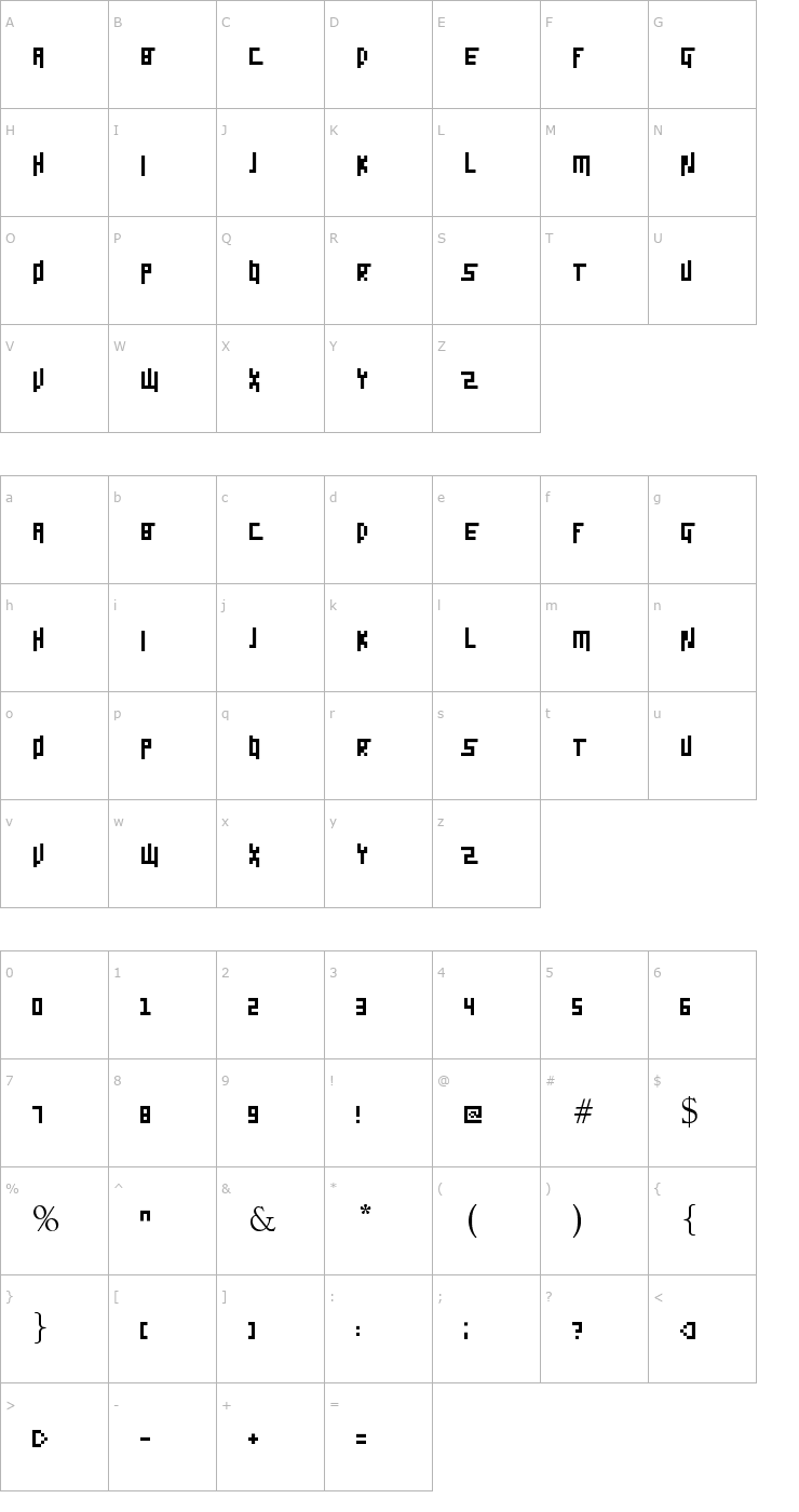 Character Map Pixel Siggy Font