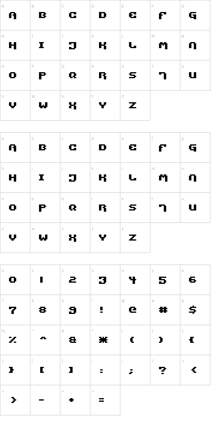 Character Map Pixel Technology Font