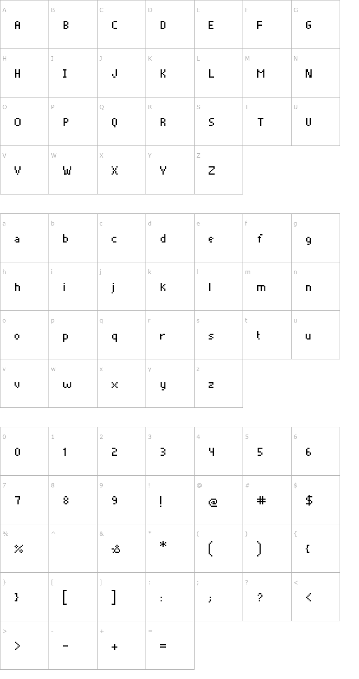 Character Map Pixelade Font