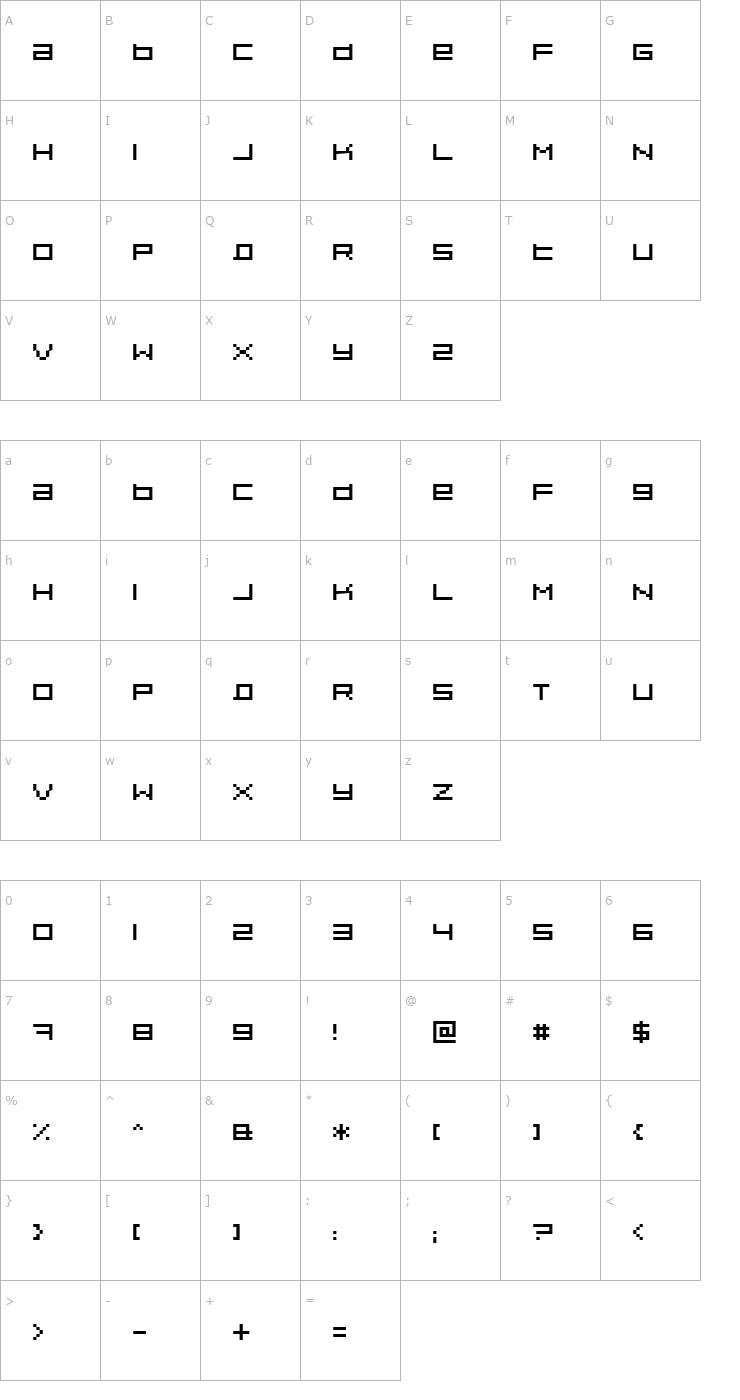 Character Map Pixeldust Expanded Font