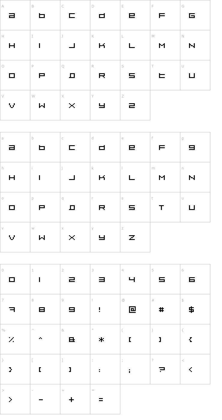 Character Map Pixeldust Font