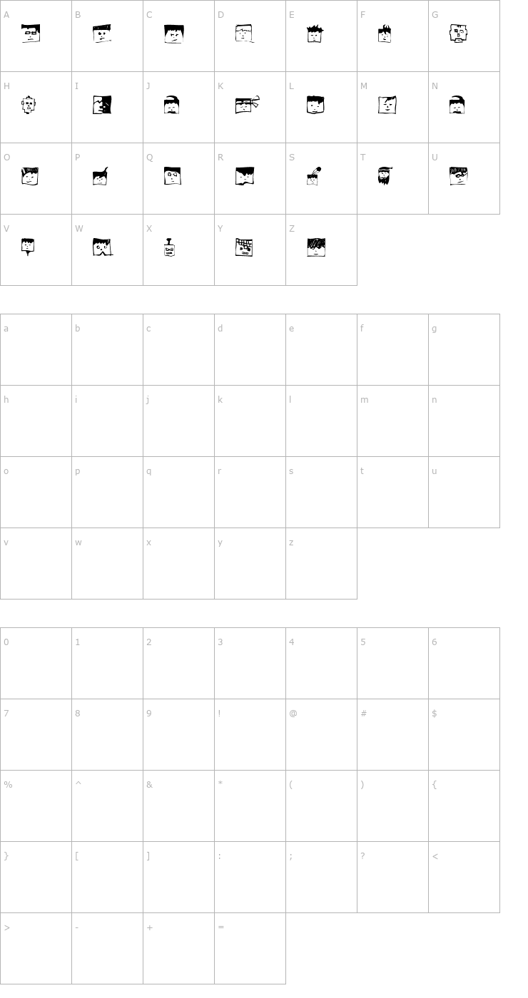 Character Map Pixelhead Handemadebeta Font