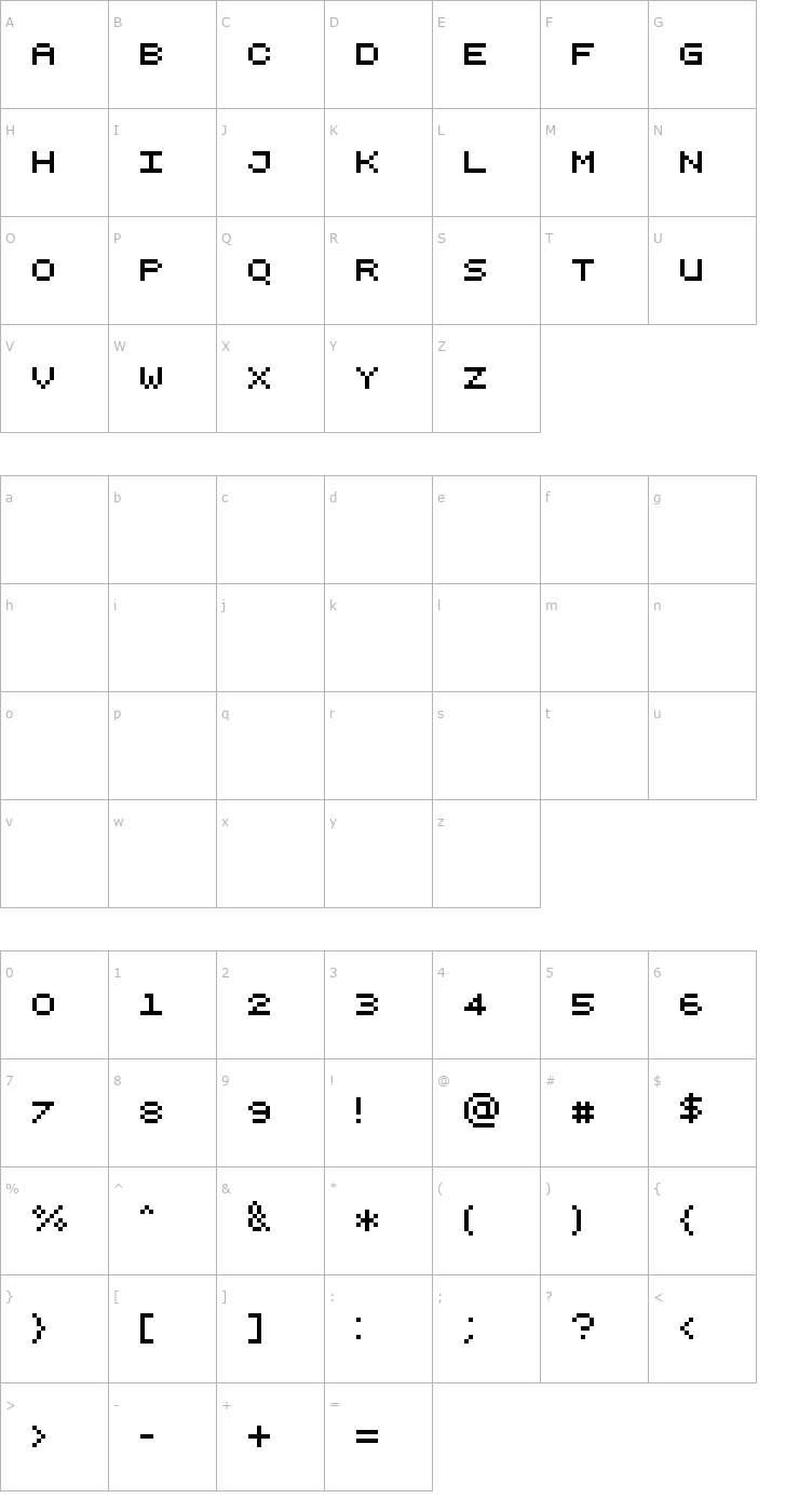 Character Map Pixelicious Font