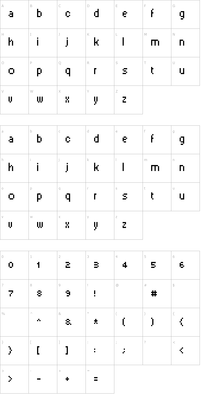 Character Map PixelSix00 Font