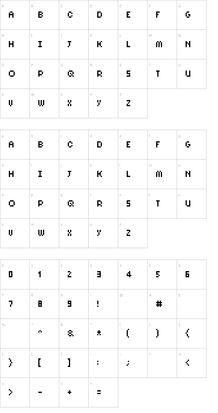 Character Map PixelSix10 Font