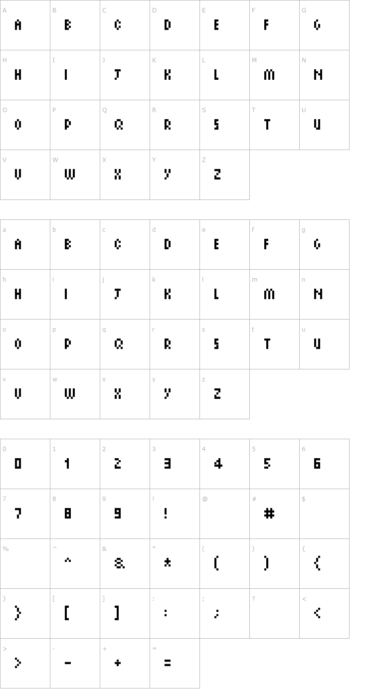 Character Map PixelSix14 Font