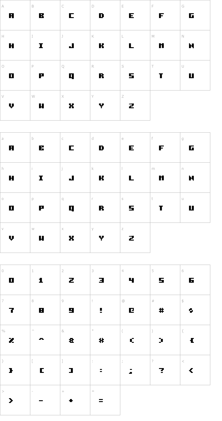 Character Map Pixelzim 3x5 Bold Font