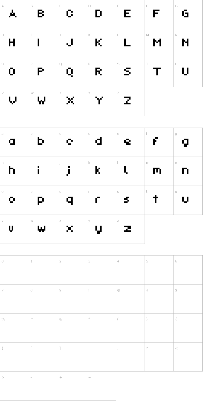 Character Map Pixl Demo Font