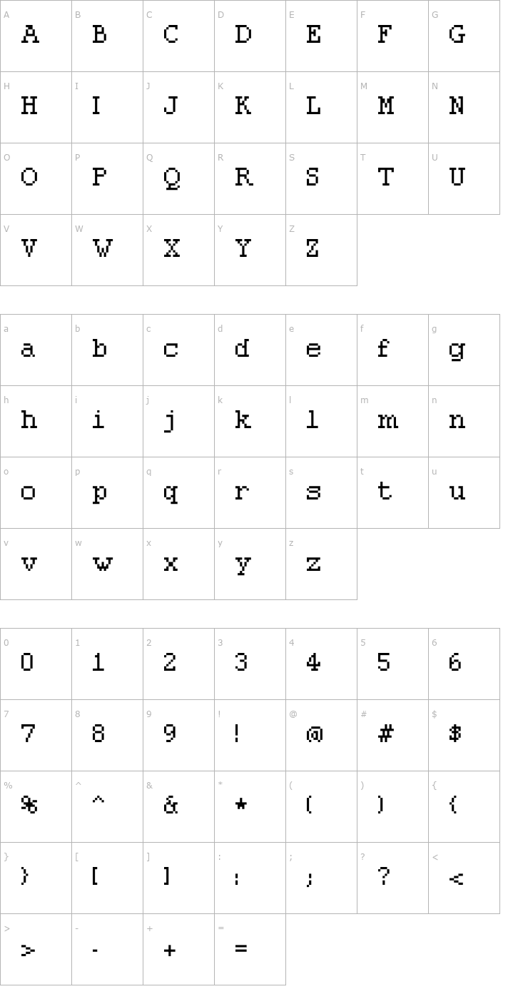 Character Map Pixolde Font