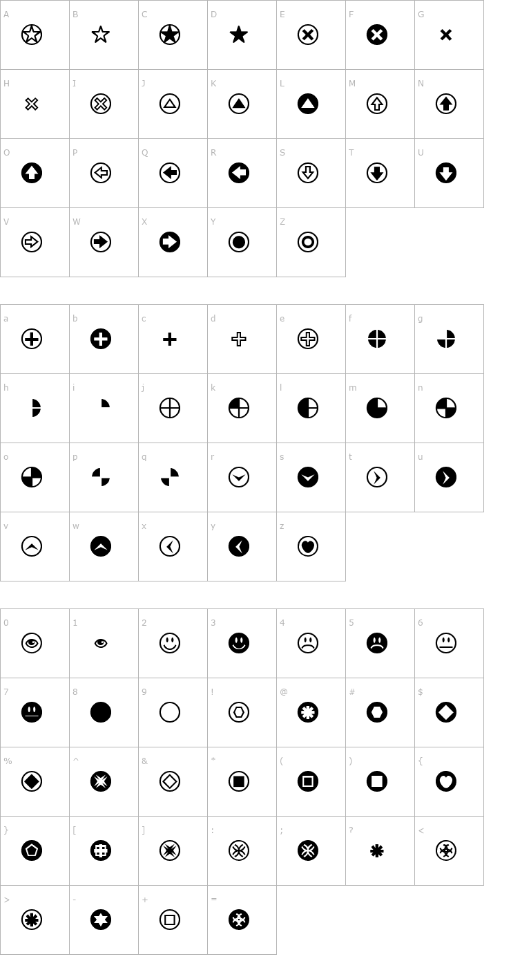 Character Map PizzaDude Bullets Font