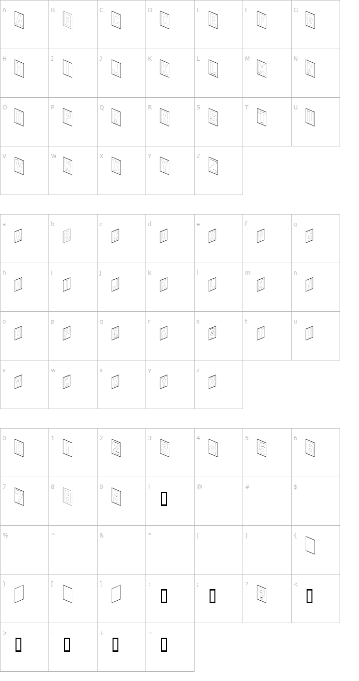 Character Map PlacecardOutline Font