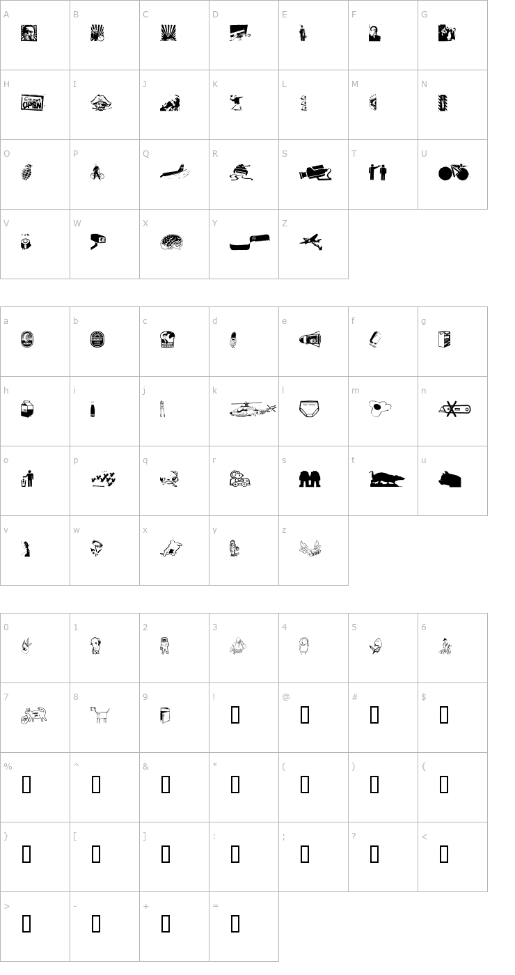 Character Map PlakkenWalls Font