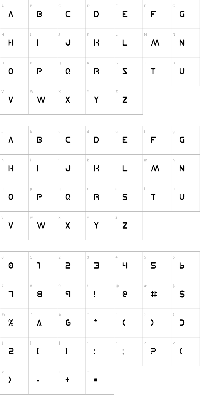 Character Map Planet N Condensed Font