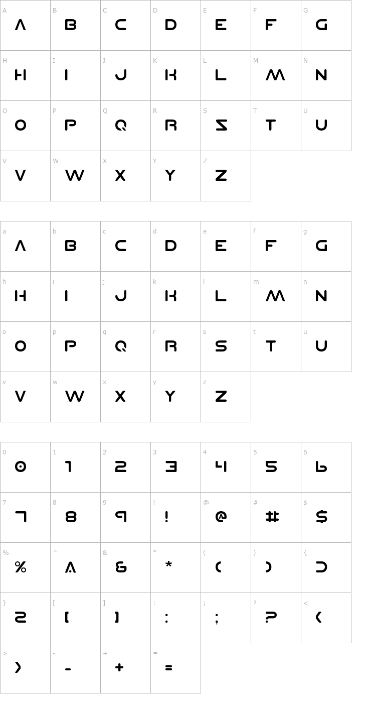 Character Map Planet N Font