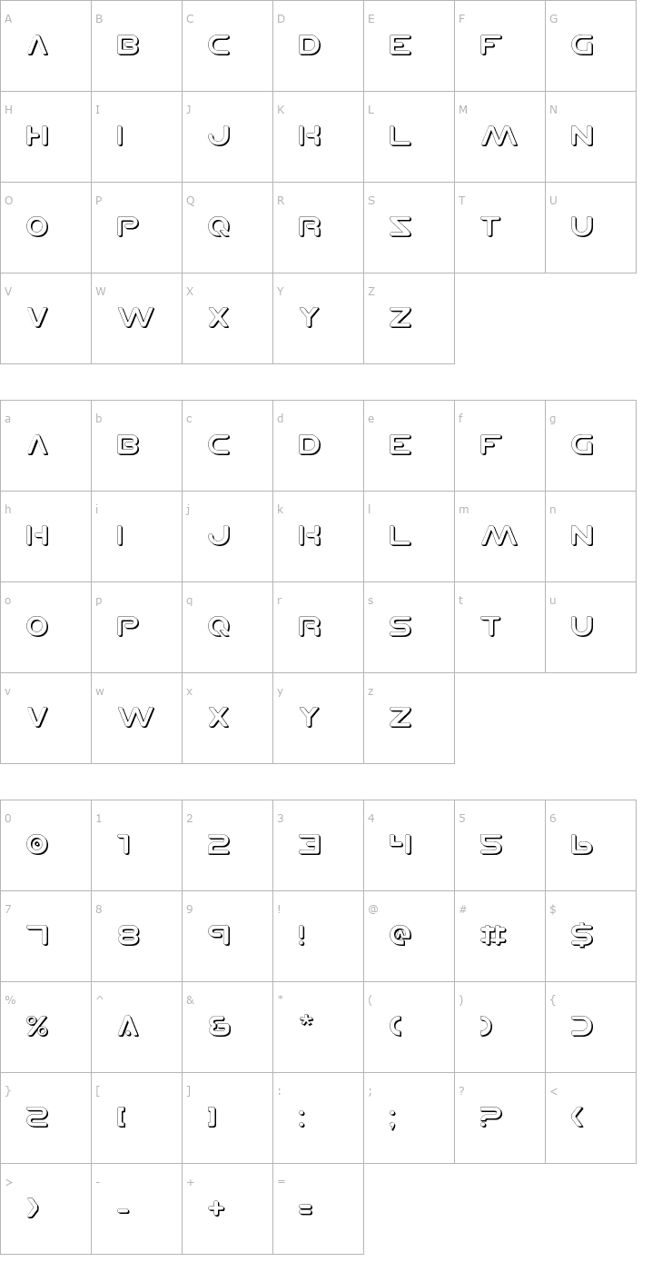 Character Map Planet N Shadow Font