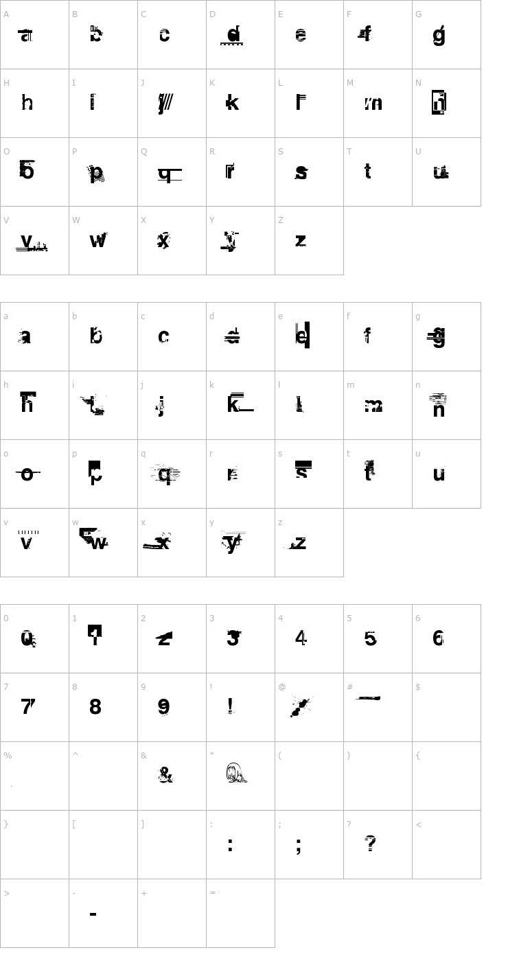 Character Map Planned Obsolescence Font