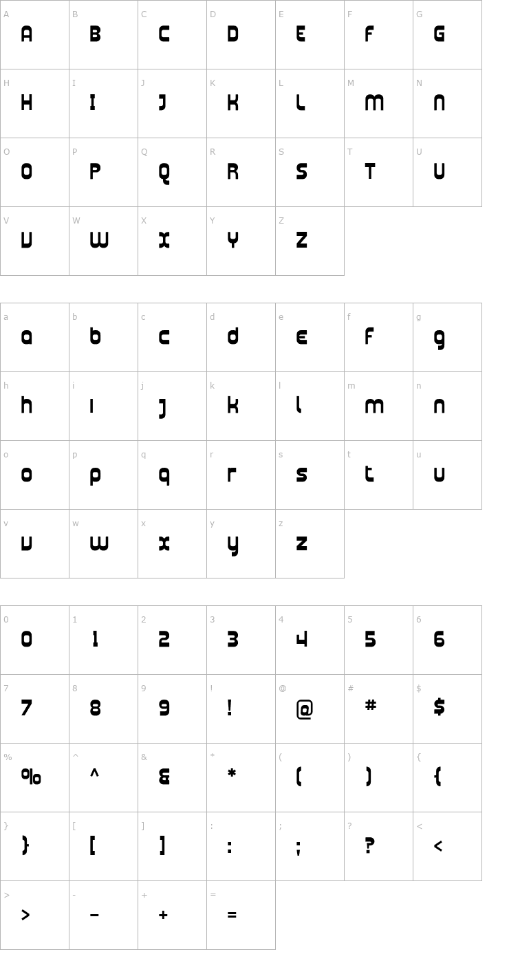 Character Map Plasmatica Bold Font