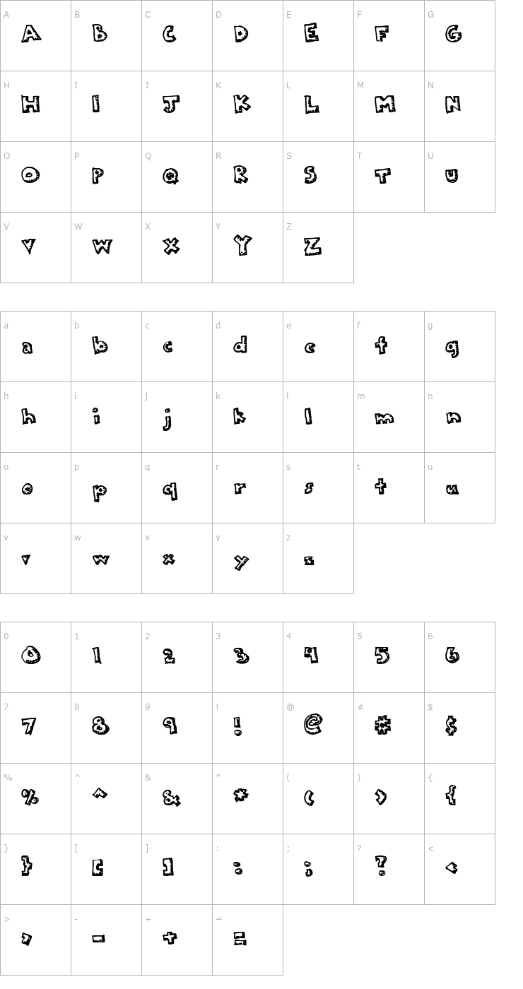 Character Map Plastic Font