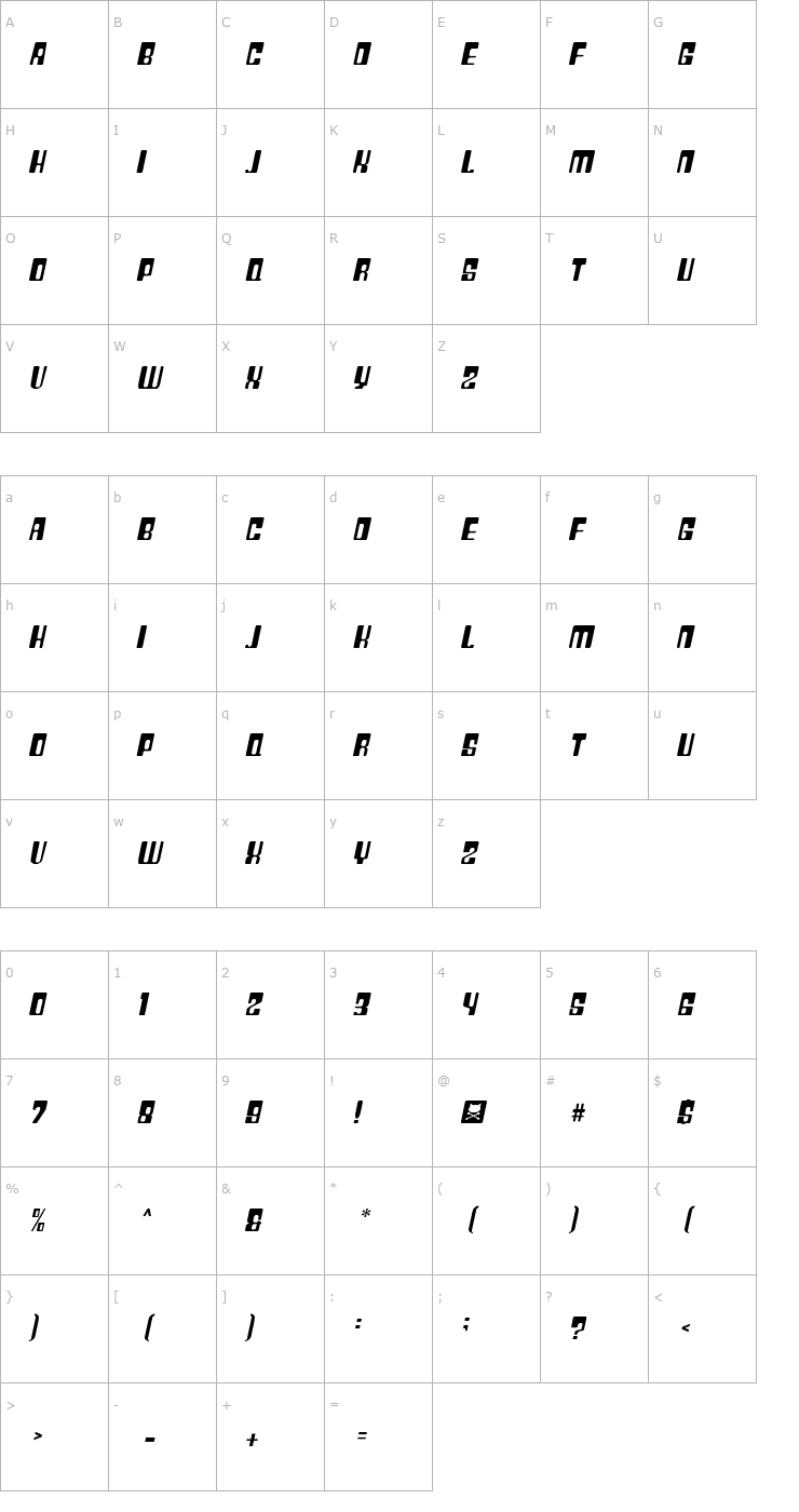 Character Map Plastic No.20 Font