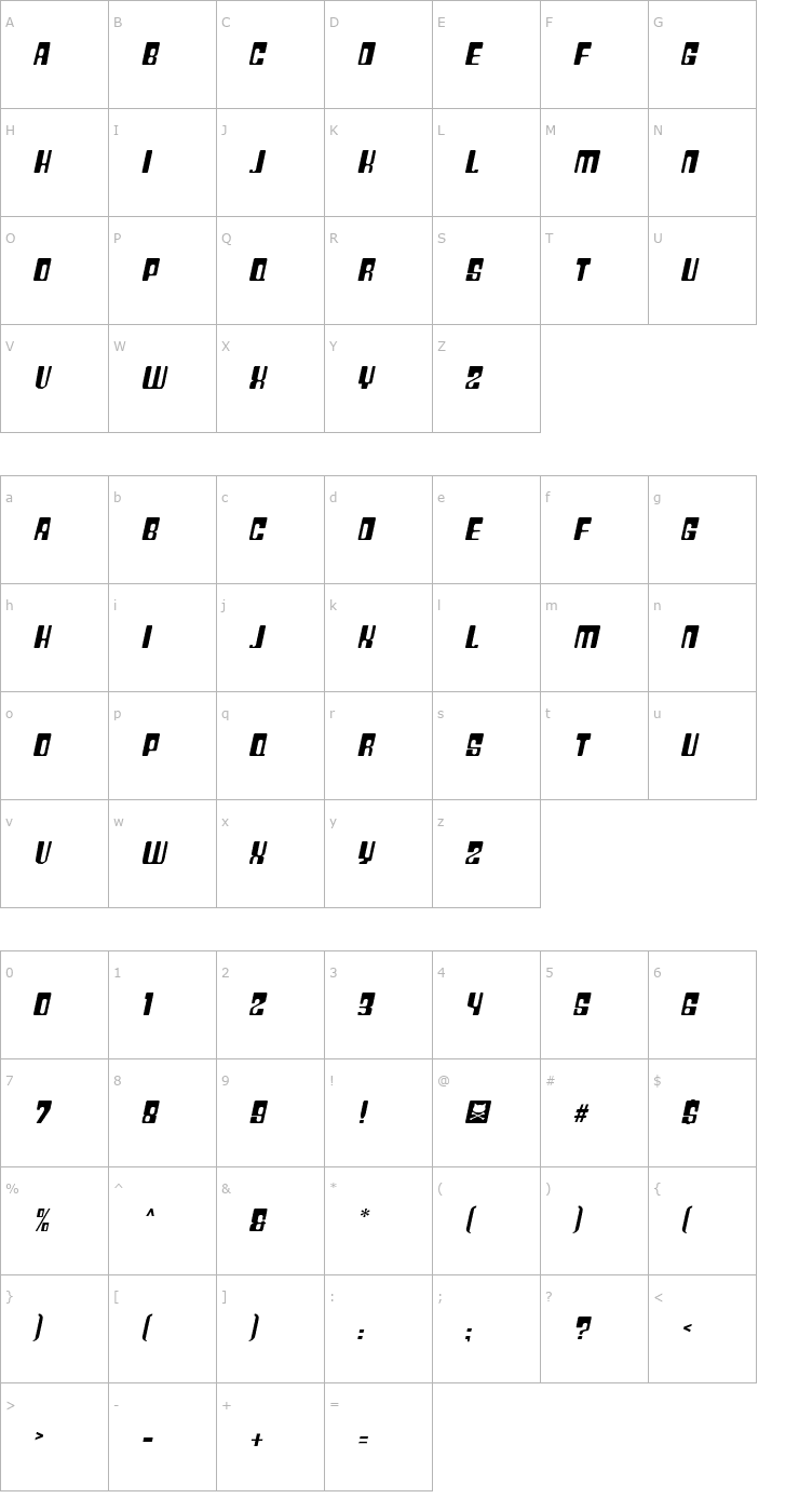 Character Map Plastic No.25 Font