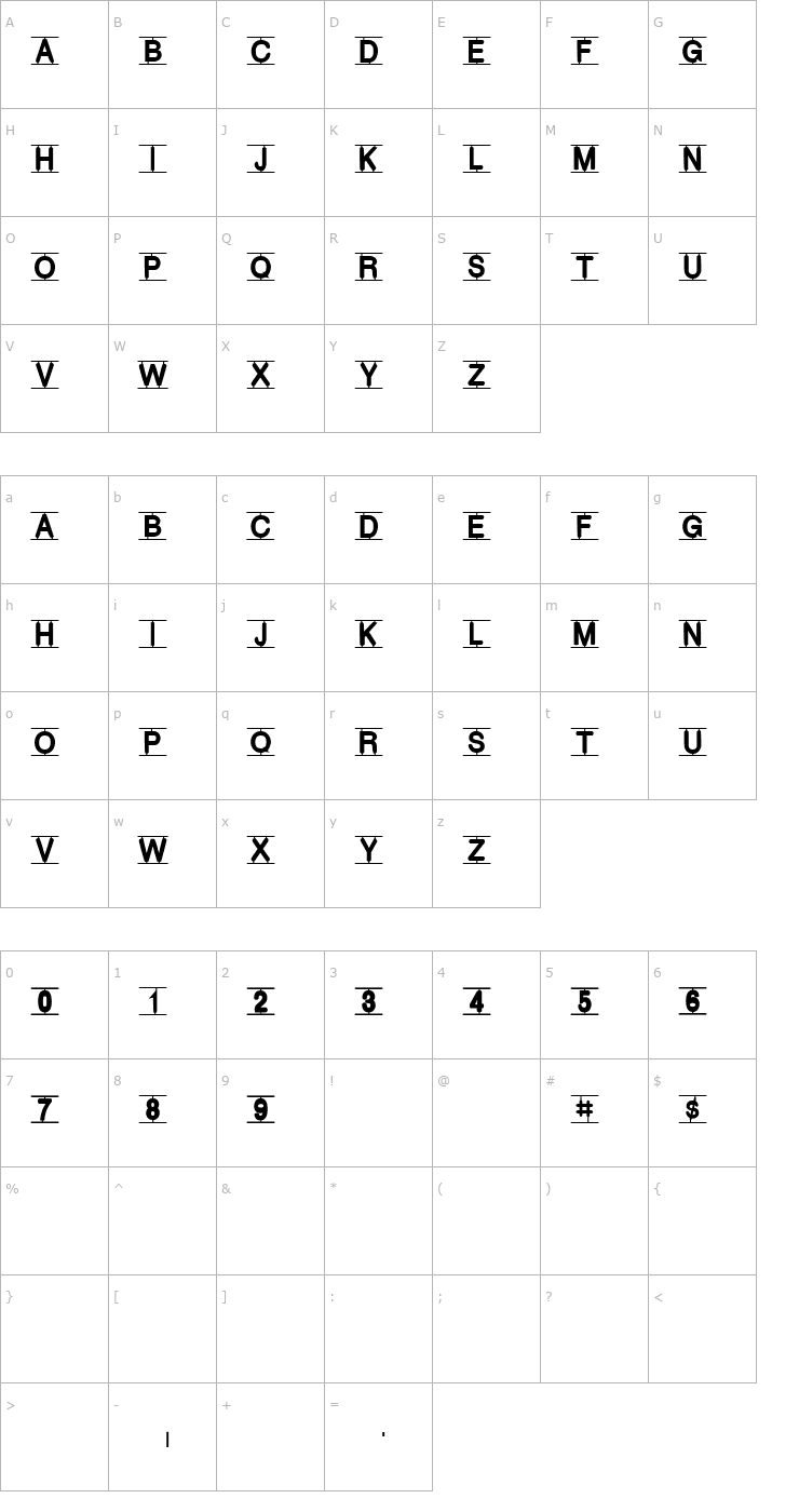 Character Map PlasticMan Font