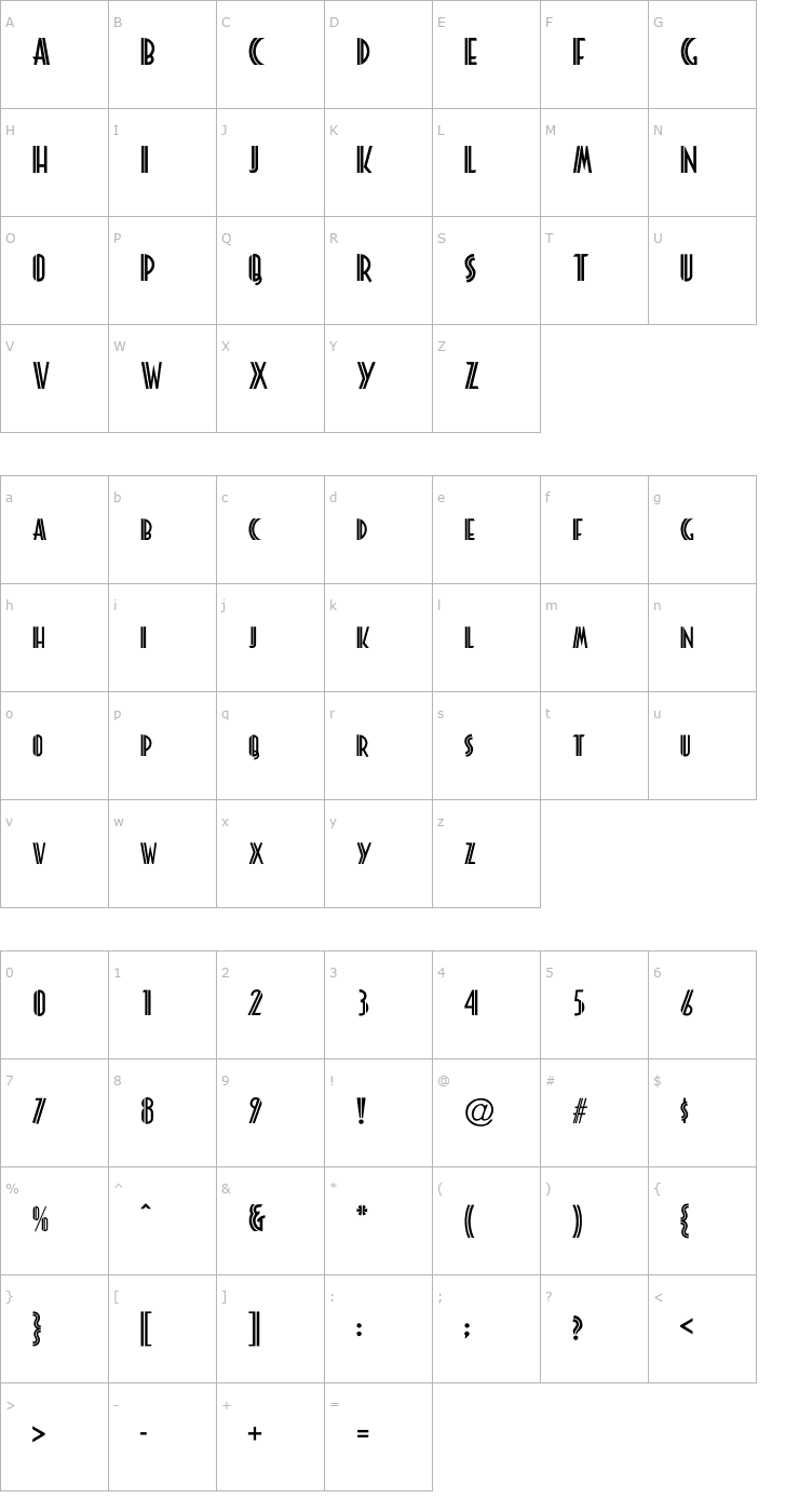 Character Map Platonick-Normal Font