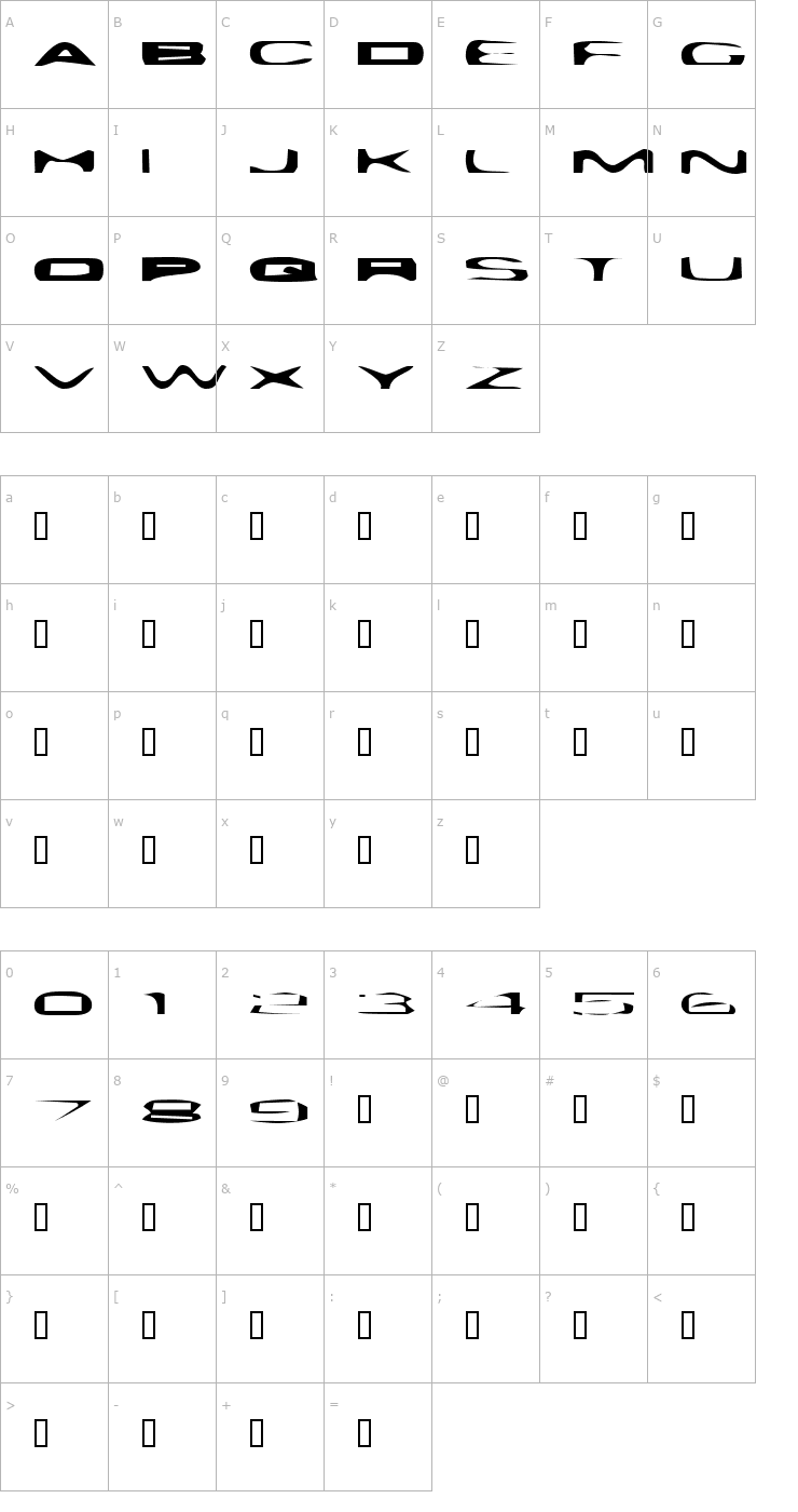 Character Map Plattmask Normal Font