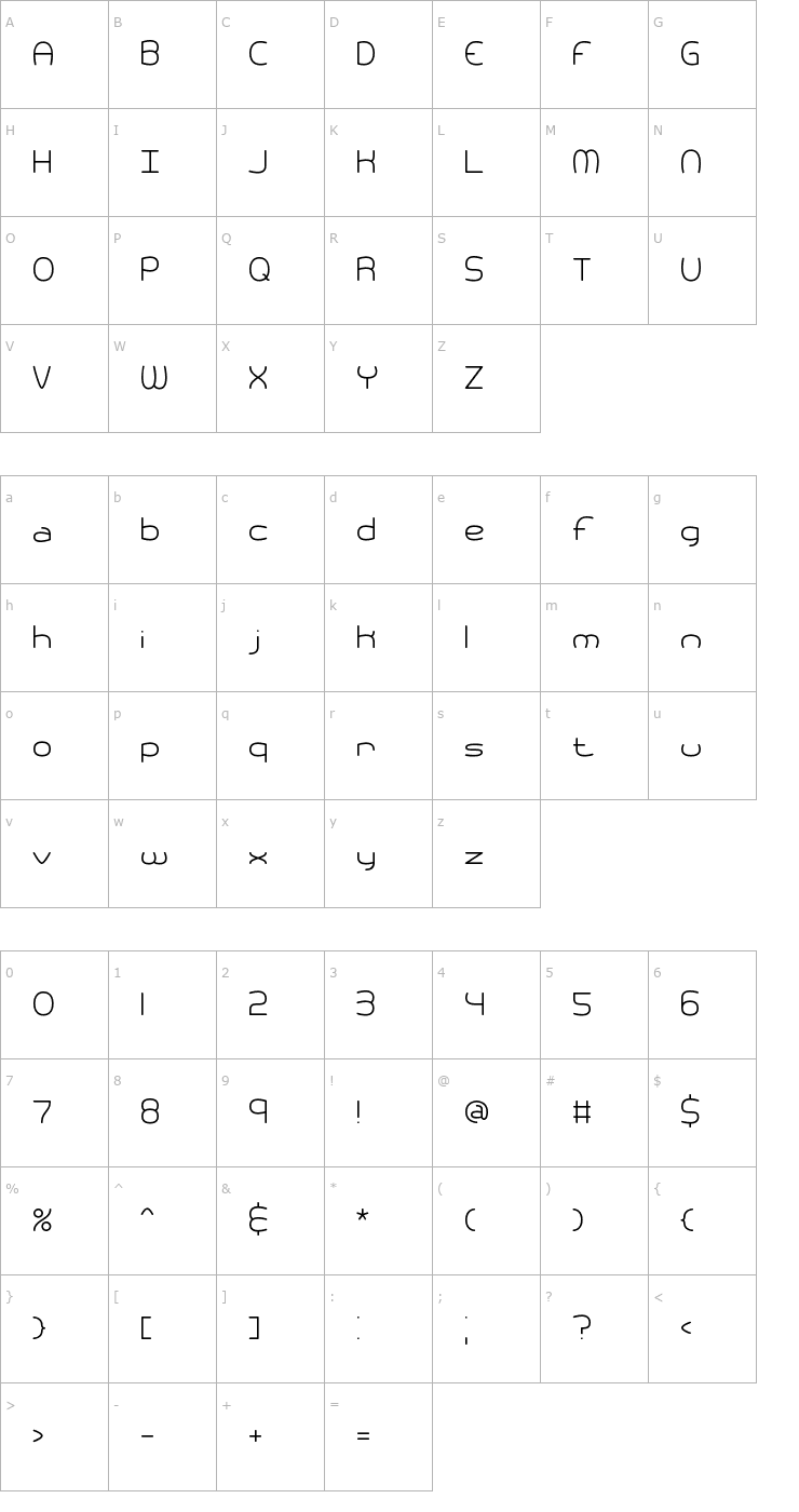 Character Map Pneumatics BRK Font