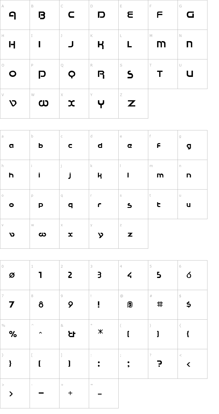 Character Map Pocono Font