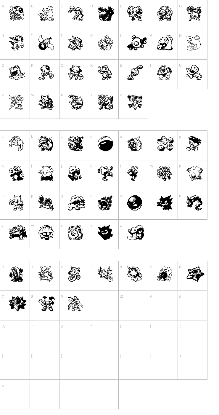 Character Map Pokemon Pixels 2 Font