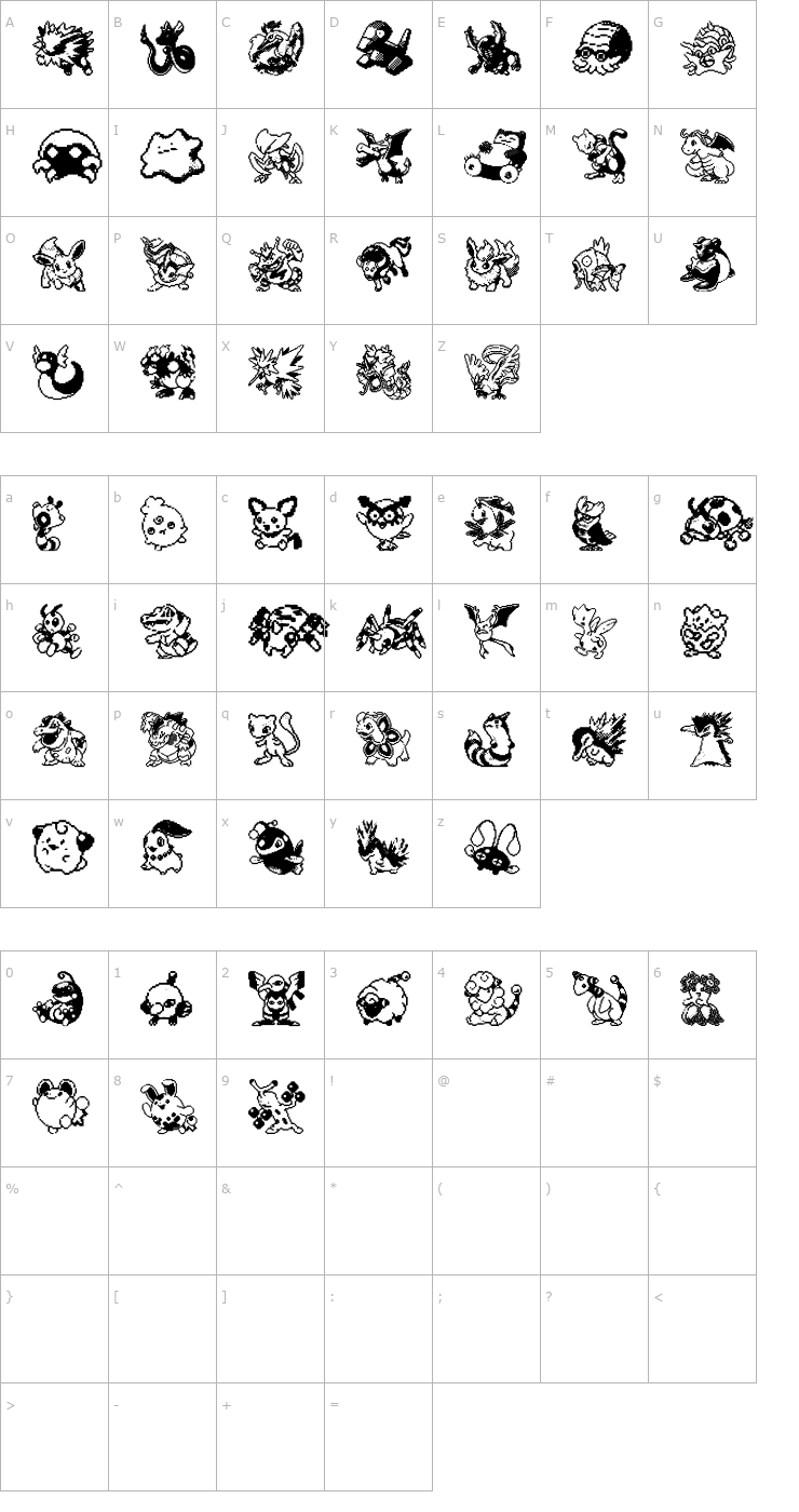 Character Map Pokemon Pixels 3 Font