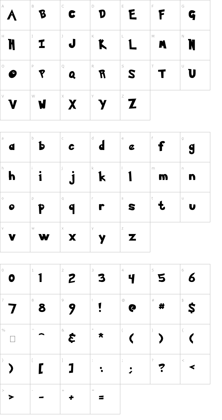 Character Map Pokemon Solid Normal Font