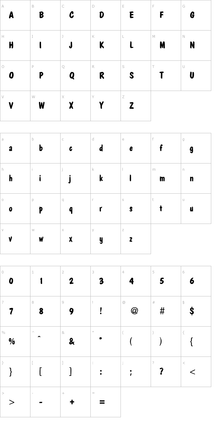 Character Map PolCasual-Bold Font