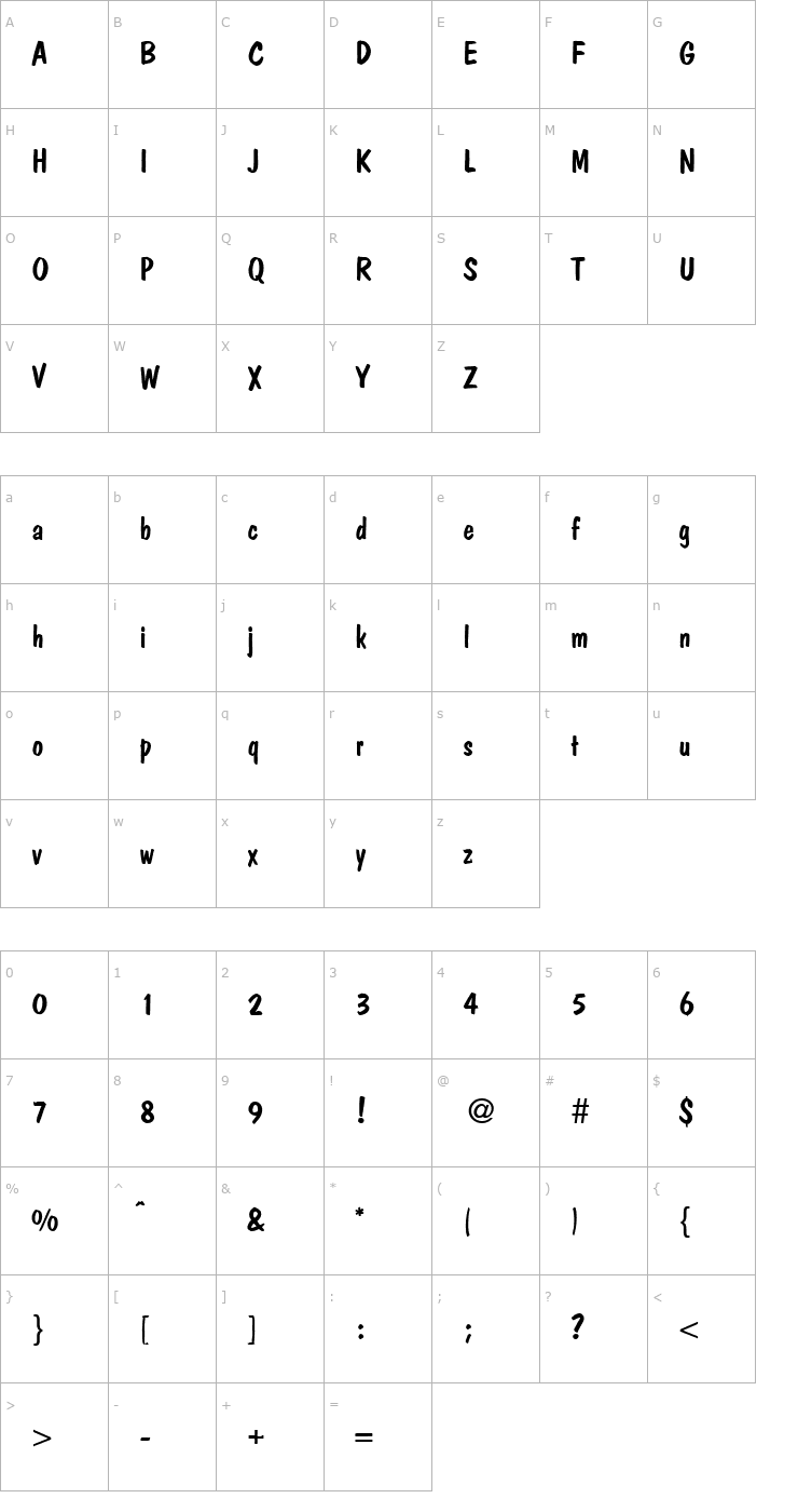 Character Map PolCasual-Regular Font