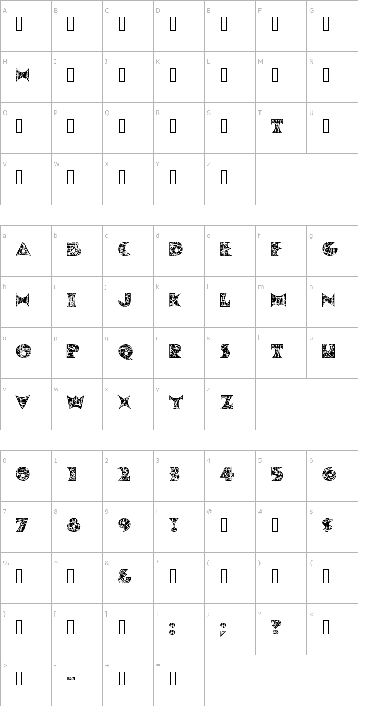 Character Map Pollock MF Font