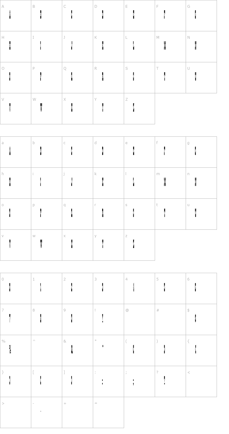 Character Map Ponderosa-Normal Font