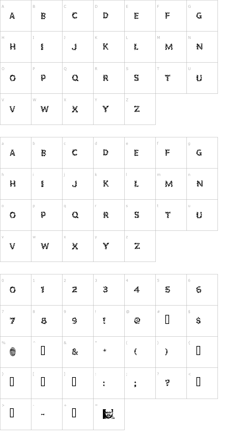 Character Map PopstarsFill Font