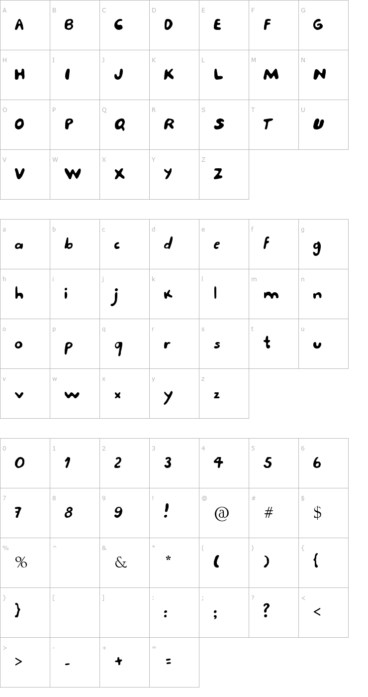 Character Map Porcupine Font