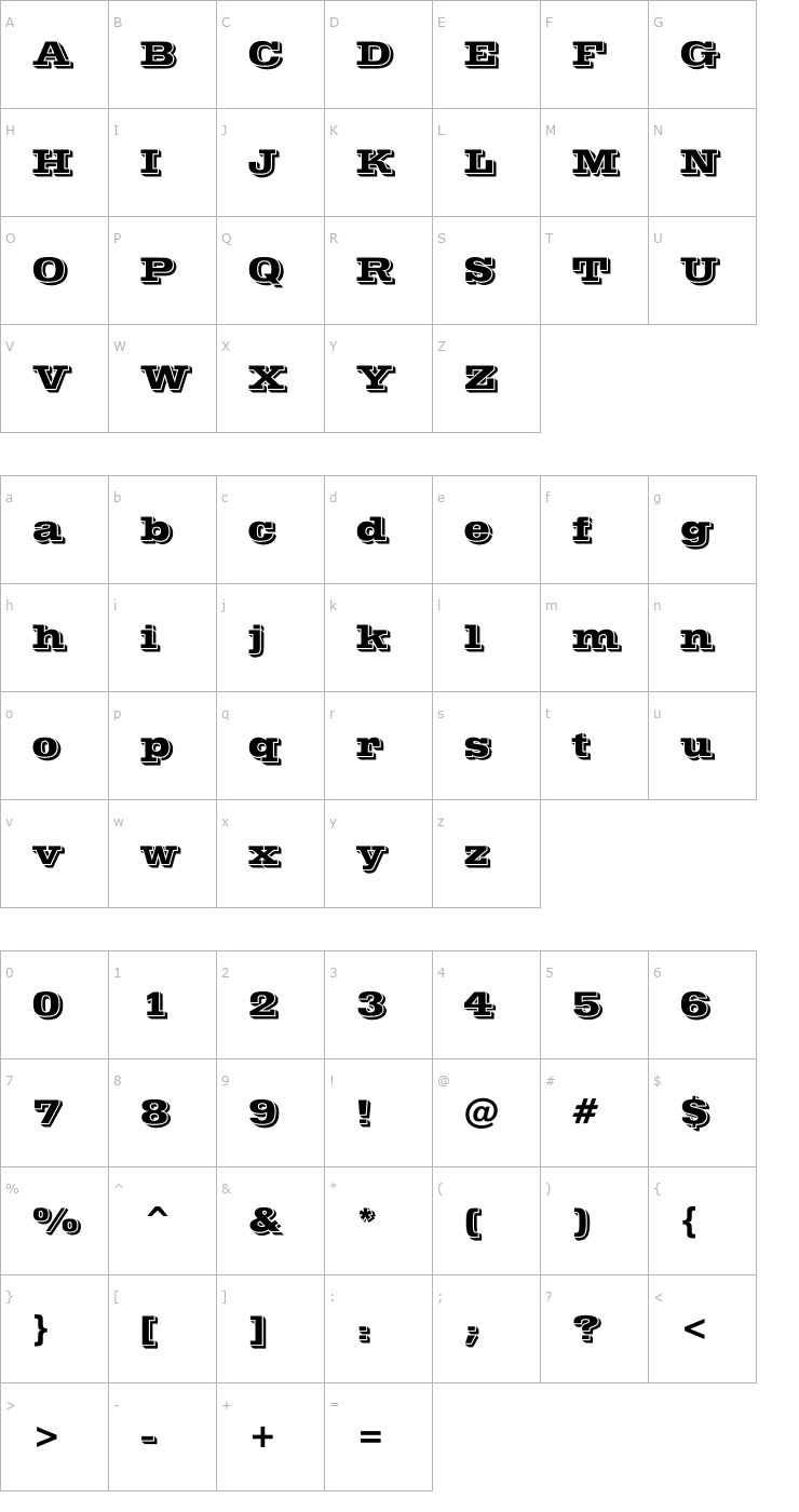 Character Map POSTOFFICE Bold Font