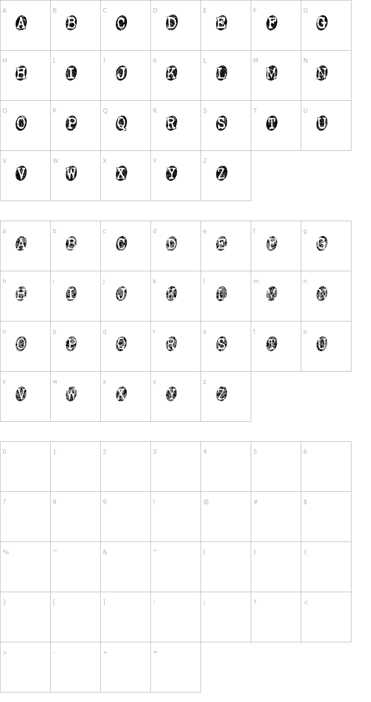 Character Map Powderfinger Smudged Font